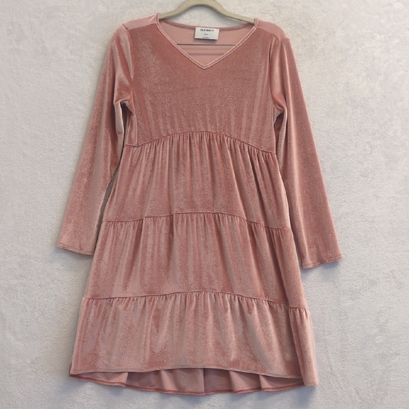 Old Navy Girl's Velour Tiered Long Sleeve Dress Size XL (14) - Picture 1 of 6